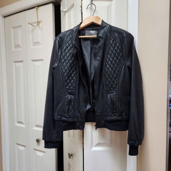 CI SONO‎ Black Faux Leather Jacket Women's XL - Picture 1 of 9